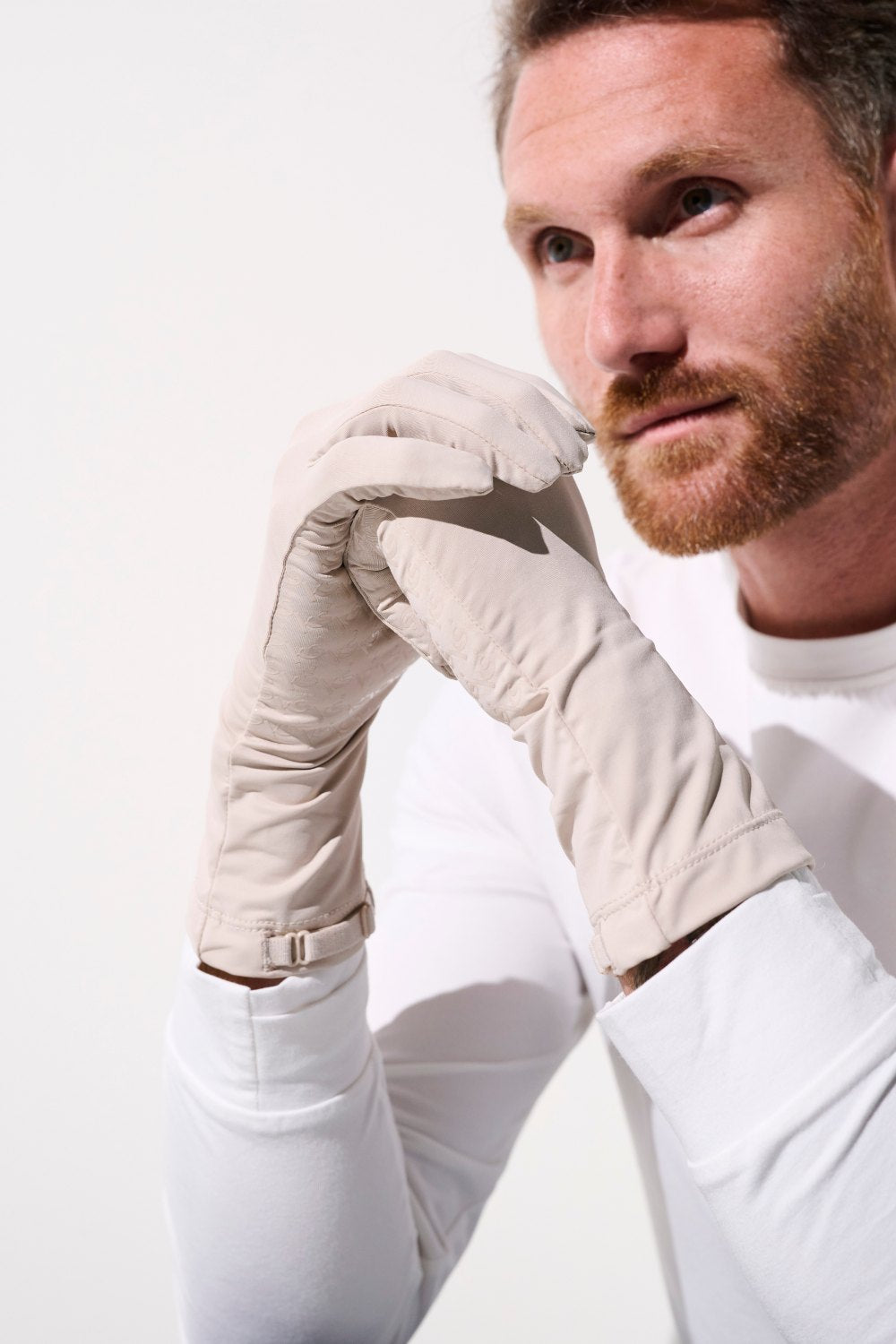 Gants anti-UV - Mojave en beige, pour homme, offrant protection solaire UPF 50+ et confort dans toutes les activités.
