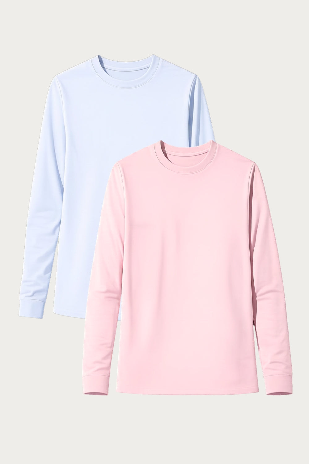 LOT - 2 x T-shirt anti-UV - Saint-Malo (Nuage d'été/Macaron Glacé) légers, manches longues pour homme, protection solaire UPF 50+.