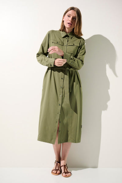 Robe-chemise anti-UV - Rimini kaki pour femme, élégante et légère avec protection UPF 50+.
