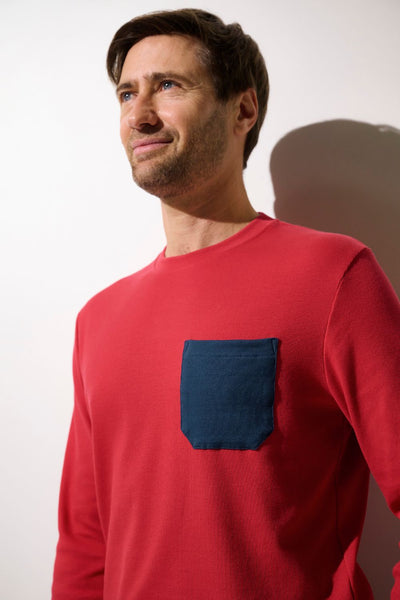 T-shirt anti-UV Faro rouge pour homme, léger et pratique, offrant une protection solaire UPF 50+ au quotidien.