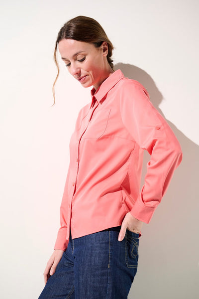 Chemise anti-UV - Antibes rose pour femme, manches longues, UPF 50+, idéale pour une protection solaire élégante.