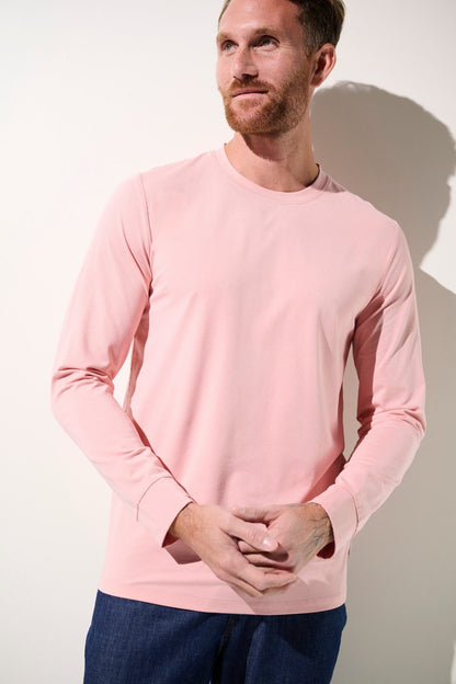 T-shirt anti-UV rose pour homme, léger et confortable, UPF 50+, idéal pour activités extérieures.