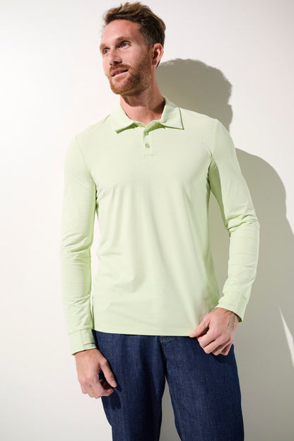 Polo anti-UV - Saint-Malo vert clair pour homme, léger et UPF 50+, idéal pour une protection solaire en plein air.
