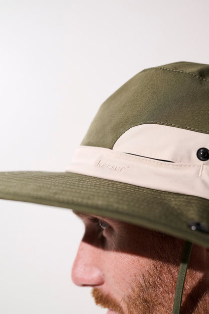Chapeau anti-UV - Sequoia en vert olive, léger avec protection solaire UPF 50+ pour homme, marque Ker Sun.
