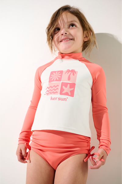 T-shirt de bain anti-UV - Pacific pour fille, UPF 50+, manches longues, idéal pour les activités aquatiques.