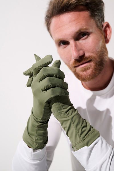 Gants anti-UV - Mojave pour homme, en couleur olive, offrant protection solaire UPF 50+ et confort.