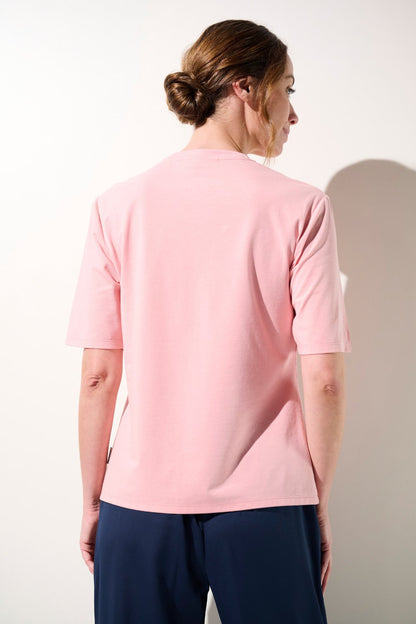 T-shirt anti-UV rose à manches courtes pour femme, léger et respirant, protection UPF 50+.