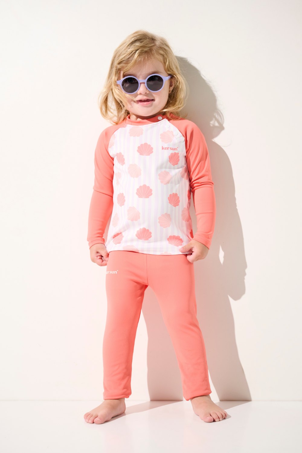 Legging de bain anti-UV - Samoa pour fille, couleur corail, protection solaire UPF 50+, idéal pour la plage.