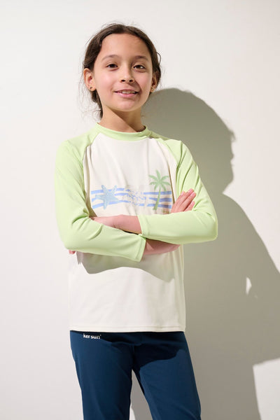 T-shirt de bain anti-UV - Fidji pour enfant, manches longues, léger et UPF 50+, parfait pour la plage.