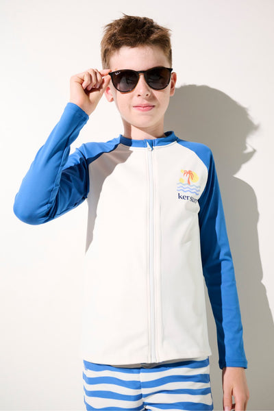 Veste de bain anti-UV - Fidji pour garçon, manches longues, légère, UPF 50+, idéale pour la plage.