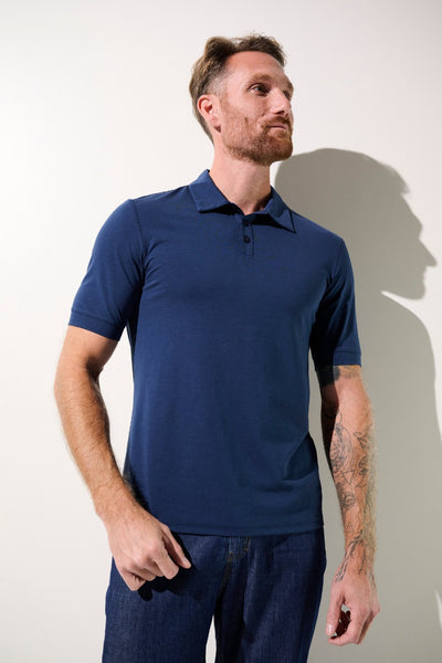Polo anti-UV - Saint-Malo pour homme, bleu, léger et élégant avec protection solaire UPF 50+.