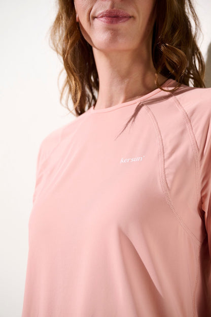 T-shirt anti-UV - Oasis rose pour femme, léger et respirant, offrant protection solaire UPF 50+.