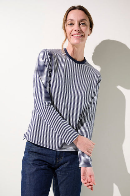 T-shirt anti-UV - La Rochelle à rayures pour femme, manches longues, UPF 50+, confortable pour les activités extérieures.