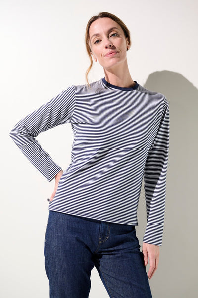 T-shirt anti-UV - La Rochelle à rayures pour femme, manches longues, léger et UPF 50+ pour activités extérieures.