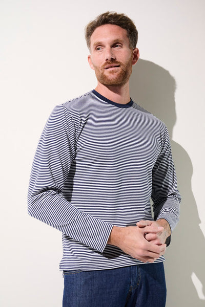 T-shirt anti-UV - La Rochelle à rayures, manches longues pour homme, léger et respirant avec protection UPF 50+.