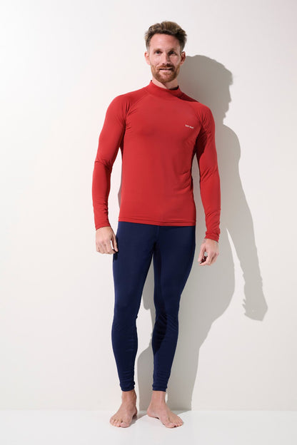 T-shirt de bain anti-UV rouge pour homme, UPF 50+, idéal pour la natation et les sports aquatiques.
