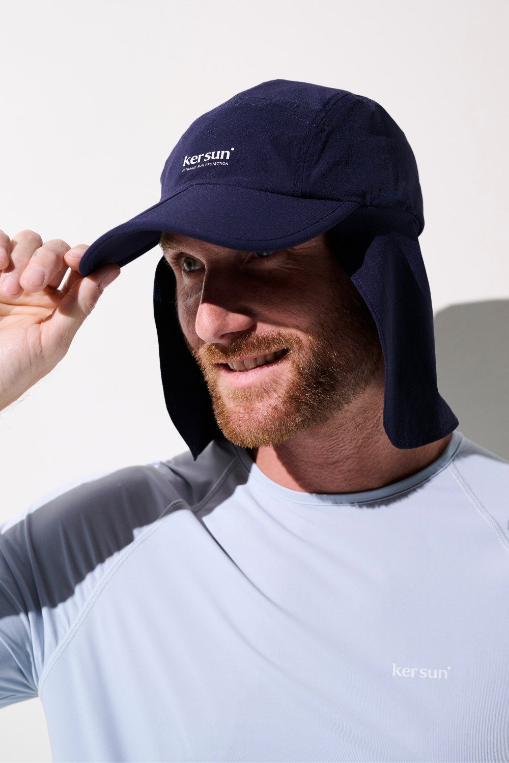 Casquette anti-UV - Sequoia bleue de Ker Sun, idéale pour hommes, offrant protection UPF 50+ lors d'activités en extérieur.