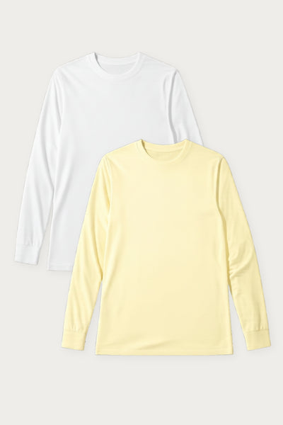 LOT - 2 x T-shirt anti-UV - Saint-Malo (Blanc/Citronnade), manches longues, léger et respirant pour femme.