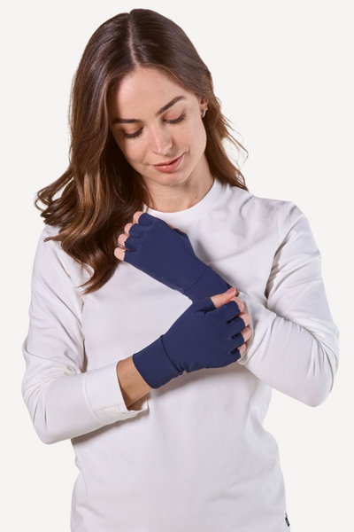 Mitaines anti-UV - Gobi bleues pour femme, confortables et légères, offrant protection solaire UPF 50+.