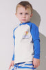 Veste de bain anti-UV - Fidji pour enfant, manches longues, UPF 50+, coloris bleu et blanc, par Ker Sun.